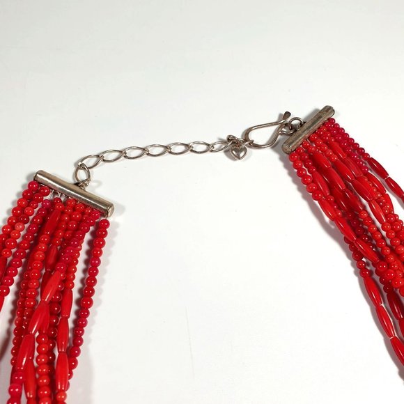 Jay King Desert Rose Trading Necklace 925 Sterling Womens Jewelry 17" Red Coral - Picture 7 of 7